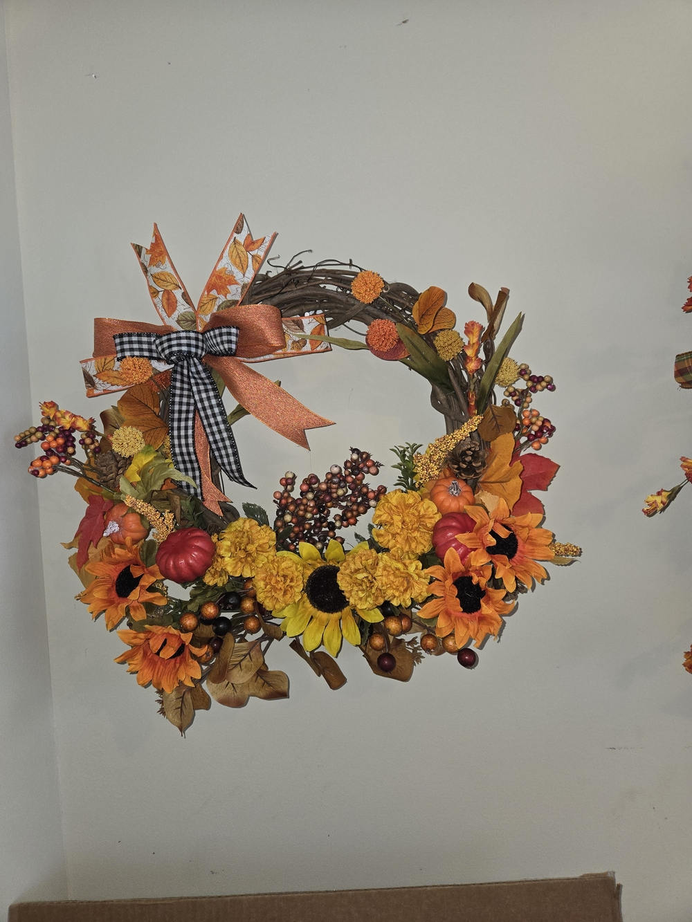 Harvest Sunflower & Pumpkin Fall Wreath - Orange